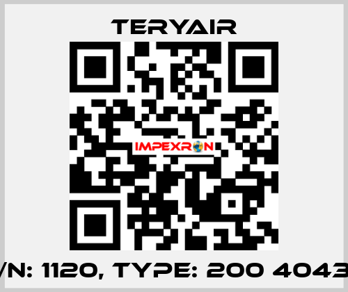 P/N: 1120, Type: 200 4043B TERYAIR