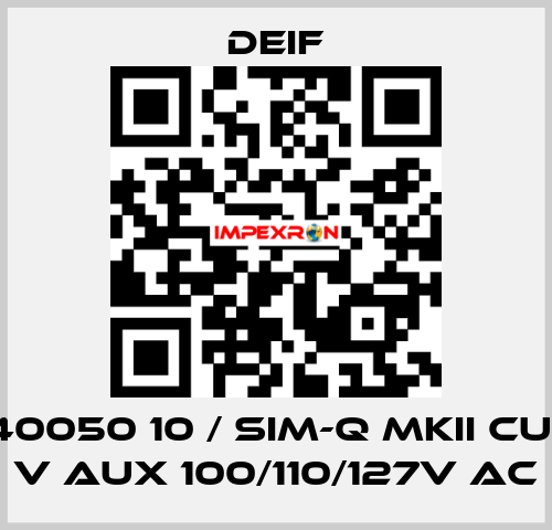 2961740050 10 / SIM-Q MKII CUSTOM, V aux 100/110/127V AC Deif