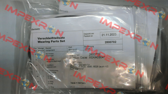 SET OF WEAR PARTS FOR BM6EPN25 Beko