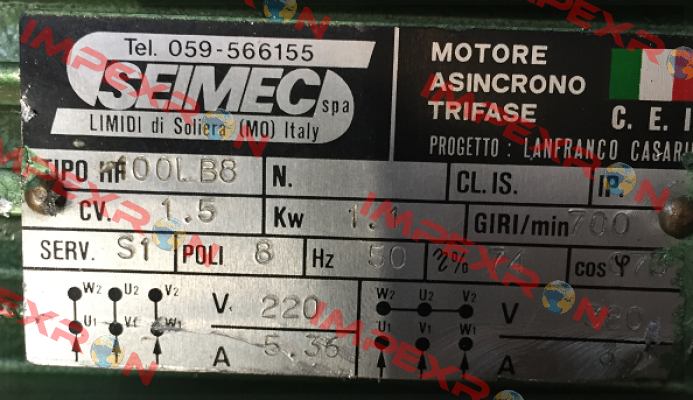 OOL B8 obsolete replaced by HB 100LB 8 230.400-50 B5 Seimec (Rossi)