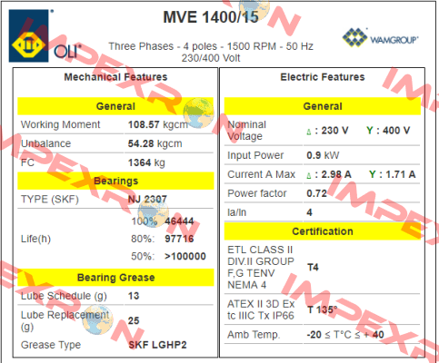 MVE 1400/15  Wam