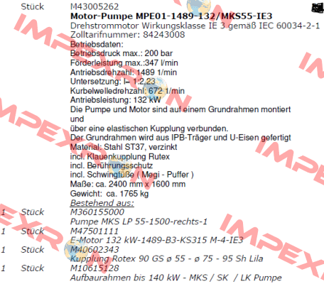 MPE01-1489-132/MKS55-IE3  Pratissoli