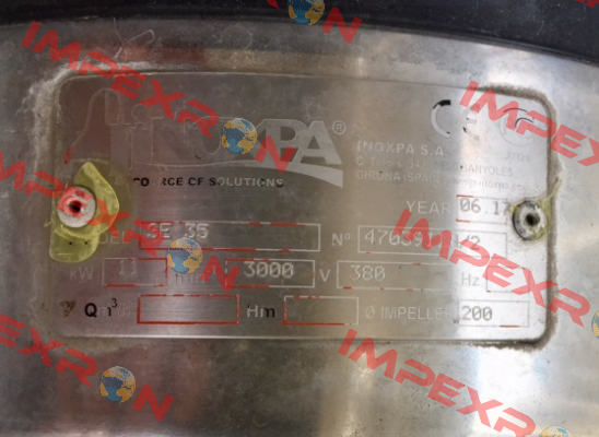 17 SE 35 DIN M 3000 RPM IE3 11 KW T132  Inoxpa