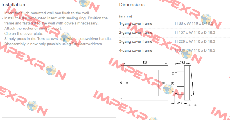 Model:TX44, 2-gang cover frame  Gira