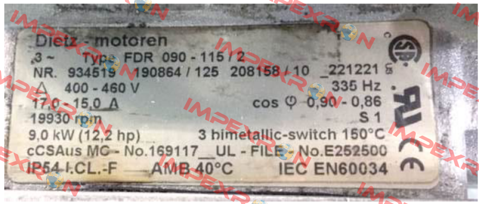 Turbine ventilation for motor FDR 090/115/2   Dietz-Motoren