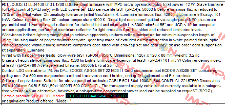 ECOOS ID LED4400-840 L1200 LDO  Zumtobel