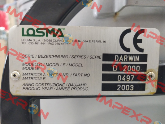 P/N: A001.218.01 Type: Darwin 2000 D Losma