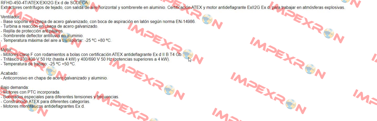 1048584 / RFHD-450-4T / ATEX / EXII2G EX D Sodeca